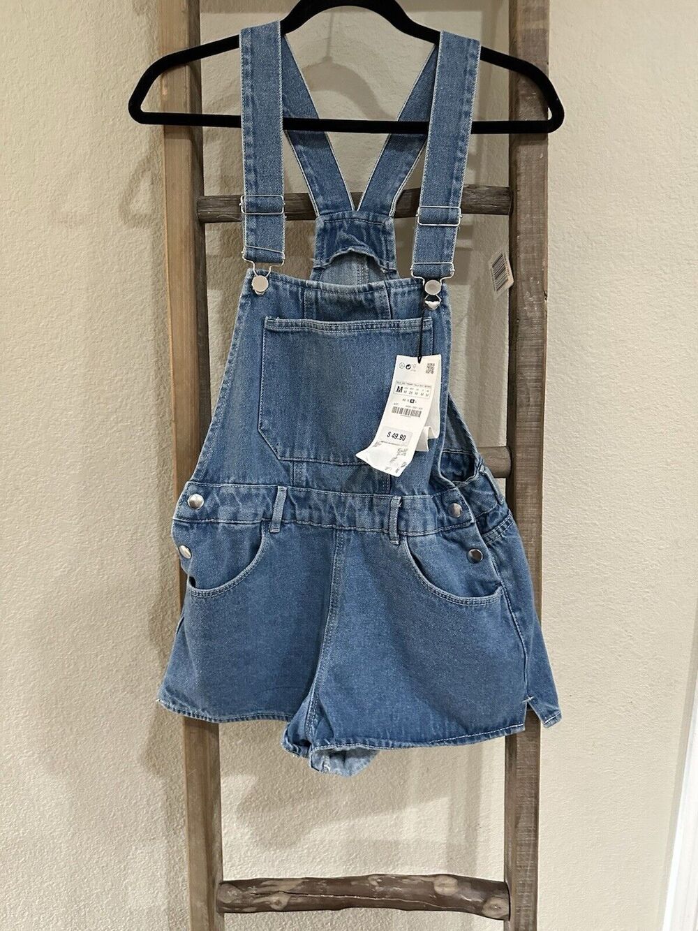 Zara Women’s Denim Short Overall Medium Blue